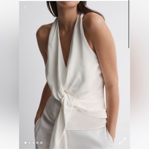 REISS white Freda Draped‎ Halter Top Size 6 - Picture 3 of 8